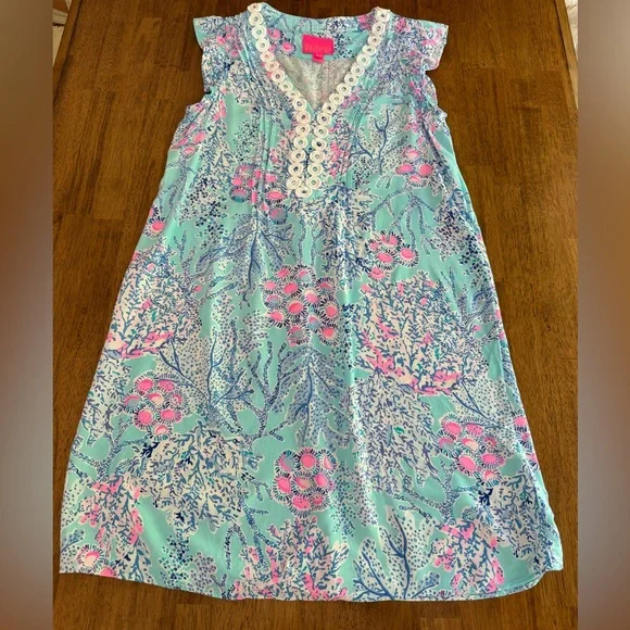 Lilly Pulitzer Joan Tunic Dress SZ S Blue Ibiza Now You Sea Me - Picture 7 of 15